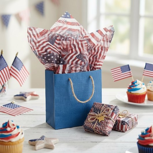 米国国旗の赤白青ストライプ星のパターン 薄葉紙