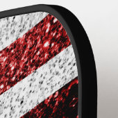 米国国旗の赤白青スパークルグリッターモノグラム ピックルボールラケット (左詳細)