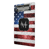 米国国旗の赤白青スパークルグリッターモノグラム ミニクリップボード (アングル2)