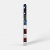 米国国旗の赤白青スパークルグリッターモノグラム SAMSUNG GALAXYケース (右側面)