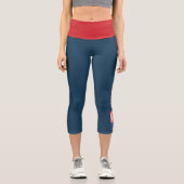 米国国旗の赤白青モダン文字 カプリレギンス (正面)