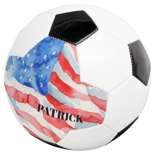 米国国旗の赤白青（個人用） サッカーボール (3/4)