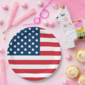 米国国旗の赤白青USA星・ストライプ ペーパープレート (パーティー)