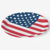 米国国旗の赤白青USA星・ストライプ ペーパープレート (アングル)