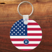 米国国旗の赤白・青の愛国心 キーホルダー (裏面)