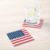 米国国旗の赤白・青の愛国心 スクエアペーパーコースター (インサイチュ)