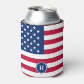 米国国旗の赤白・青の愛国心 缶クーラー (缶正面)