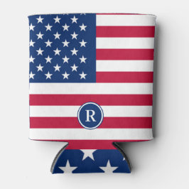 米国国旗の赤白・青の愛国心 缶クーラー