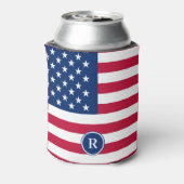 米国国旗の赤白・青の愛国心 缶クーラー (缶裏面)