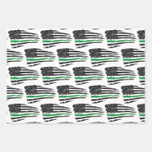 米国国旗の赤青グリーン警察火災軍隊 ラッピングペーパーシート (正面3)