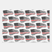 米国国旗の赤青グリーン警察火災軍隊 ラッピングペーパーシート (正面2)