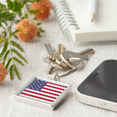 米国国旗の赤、白、青のキーチェーン キーホルダー (側面)
