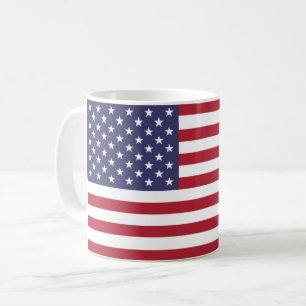米国国旗の赤、白、青 コーヒーマグカップ