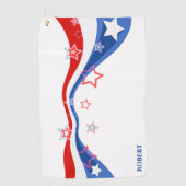 米国国旗の赤、白、青 ゴルフタオル (正面)