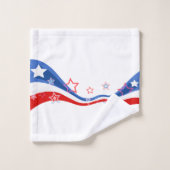 米国国旗の赤、白、青 バスタオルセット (ウォッシュタオル)