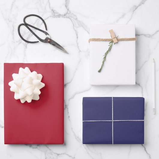 米国国旗の赤、白、青 ラッピングペーパーシート (正面)