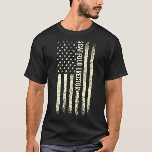 米国国旗の足場誇りを持ったアメリカ足場レコード Tシャツ (正面)