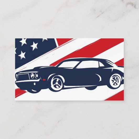 米国国旗の車の自動車整備士サービス 名刺 (裏面)