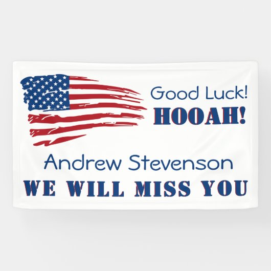 米国国旗の軍隊の出遠くに向パーティー 横断幕 (横)