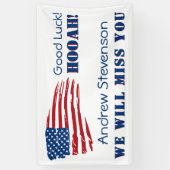 米国国旗の軍隊の出遠くに向パーティー 横断幕 (縦)