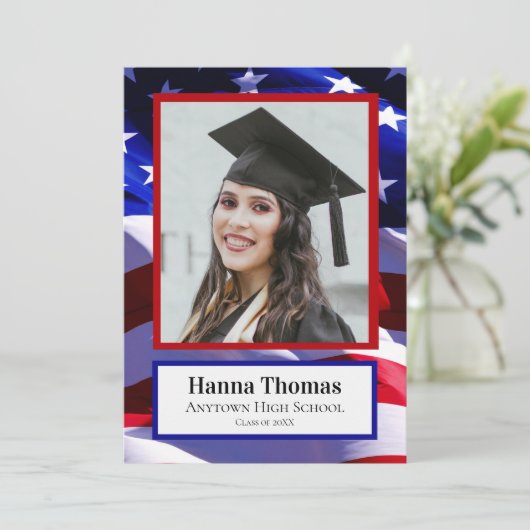 米国国旗の軍隊卒業写真発表 招待状 (スタンド正面)