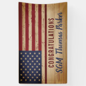 米国国旗の軍隊退職パーティーバナー 横断幕 (縦)