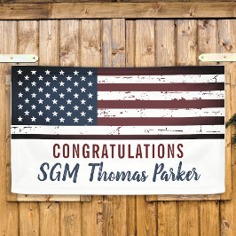 米国国旗の軍隊退職パーティー 横断幕