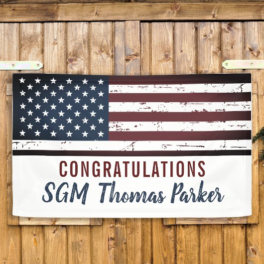 米国国旗の軍隊退職パーティー 横断幕