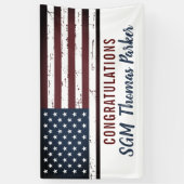 米国国旗の軍隊退職パーティー 横断幕 (縦)