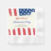 米国国旗の軍隊退職パーティー 縁ありカクテルナプキン (正面)