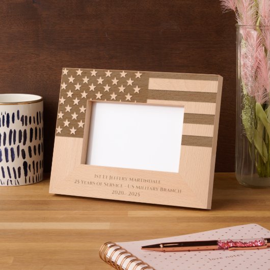 米国国旗の軍隊退職 レーザー彫刻フレーム (左)