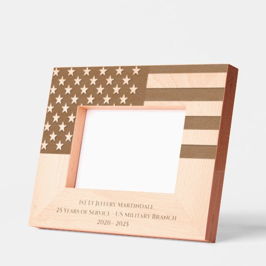米国国旗の軍隊退職 レーザー彫刻フレーム (左)
