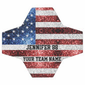 米国国旗の輝ききらきら光る名前をカスタムするとチーム サッカーボール (フラット)