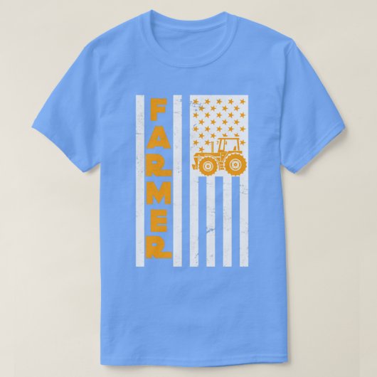 米国国旗の農家 Tシャツ (デザイン正面)