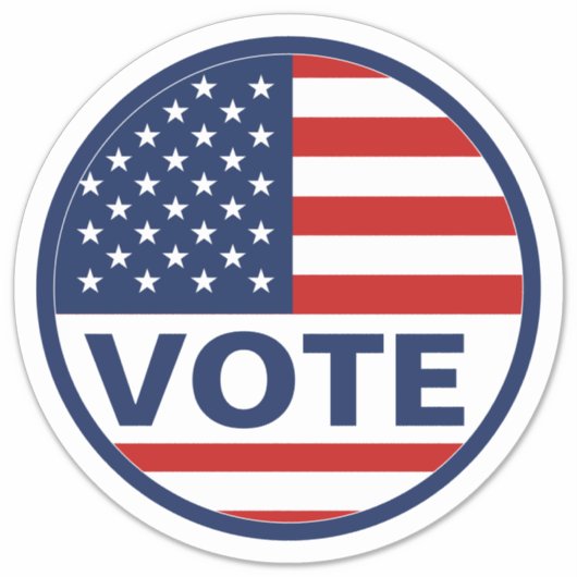 米国国旗の選挙を行う シール (正面)