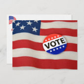 米国国旗の選挙投票ボタン ポストカード (正面/裏面)