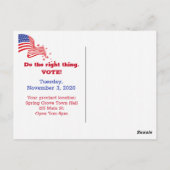 米国国旗の選挙投票ボタン ポストカード (裏面)