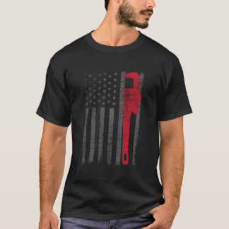 米国国旗の配管工ヴィンテージ配管工の男性 Tシャツ
