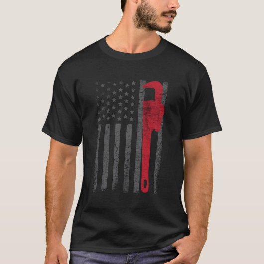 米国国旗の配管工 Tシャツ (正面)