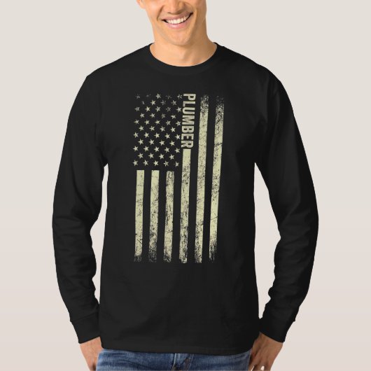 米国国旗の配管系統誇りを持ったアメリカ配管工 Tシャツ (正面)