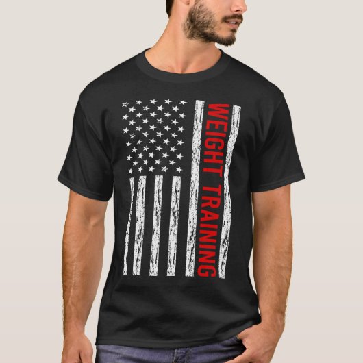 米国国旗の重量トレーニング Tシャツ (正面)