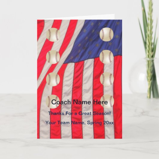 米国国旗の野球カード,内部コーチ空白のへ サンキューカード (正面)