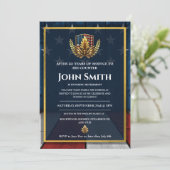米国国旗の金ゴールドオーク軍隊退職 招待状 (スタンド正面)