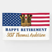 米国国旗の金ゴールドブーツ軍隊退職 横断幕 (横)