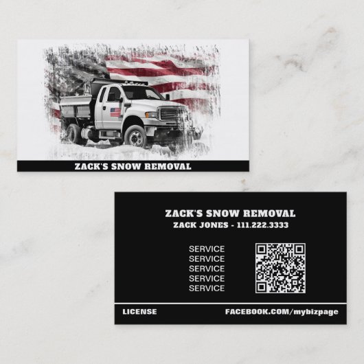 *~*米国国旗の除雪トラックAP74赤白青 名刺 (正面/裏面)