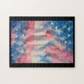 米国国旗の雲7月4日メモリアルデー抽象芸術 ジグソーパズル (横)