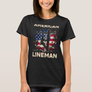 米国国旗の電気ケーブル愛国的なリーネマ Tシャツ