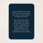 米国国旗の青い写真記念祈りの言葉カード (裏面)