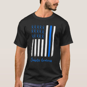 米国国旗の青い糖尿病型1認識度戦士ディ Tシャツ