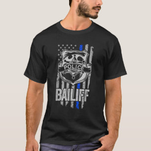 米国国旗の青い細いラインのBaliffアパレルの法律En Tシャツ
